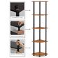 HOMLUX 5-Tier Modern Tall Corner Open Bookshelf in Light Cherry and Black, , large