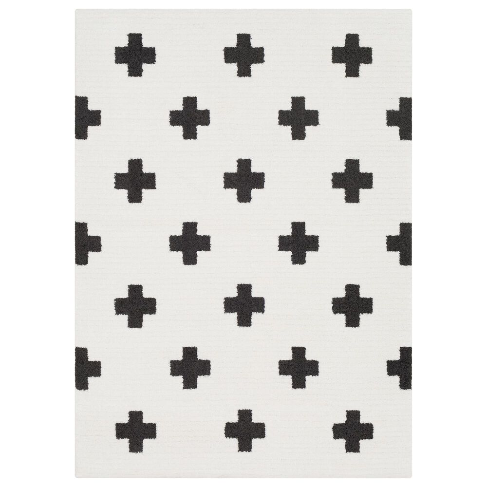 Surya Moroccan Shag MCS-2306 7"10" x 10"3" Black and White Area Rug, , large