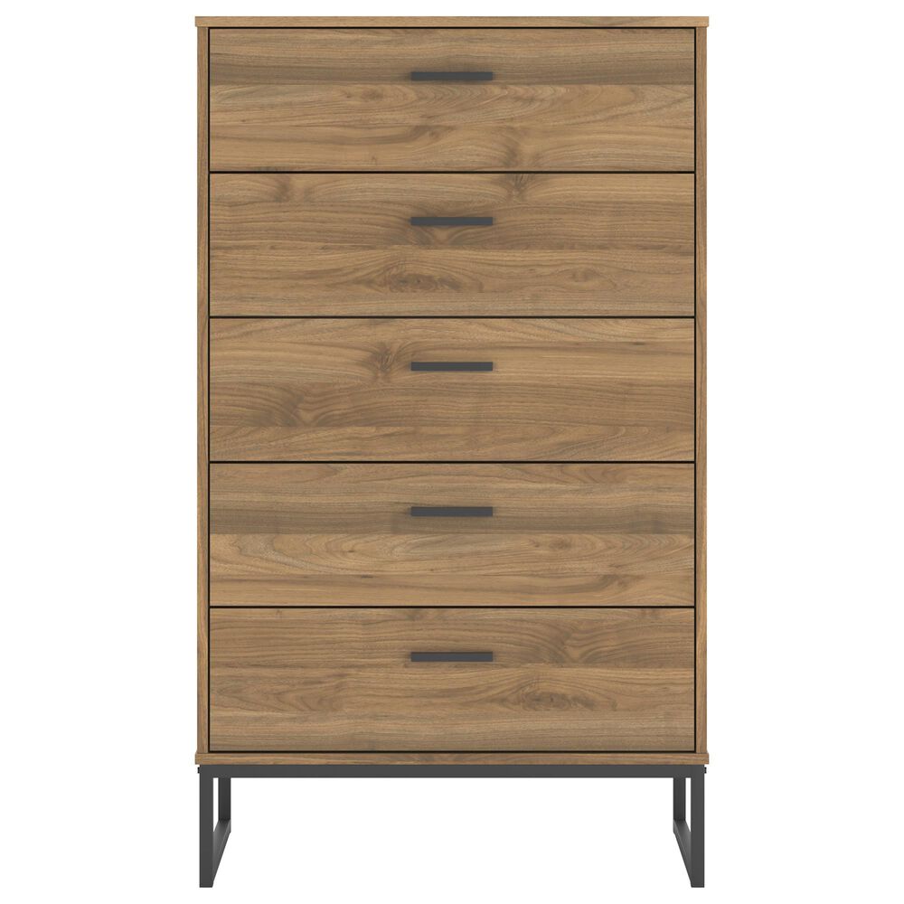 Ashley Deanlow 5-Drawer Chest in Honey Brown and Dark Pewter, , large