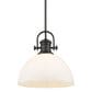 Golden Lighting Hines 1-Light Pendant in Rubbed Bronze with Opal Glass, , large