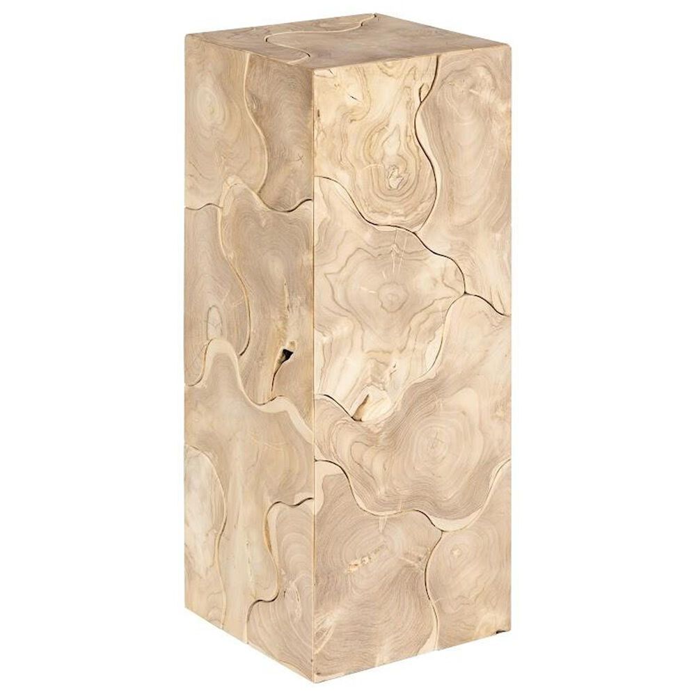 TimberHaus Teak Slice Medium Square Pedestal in Bleached Teak, , large