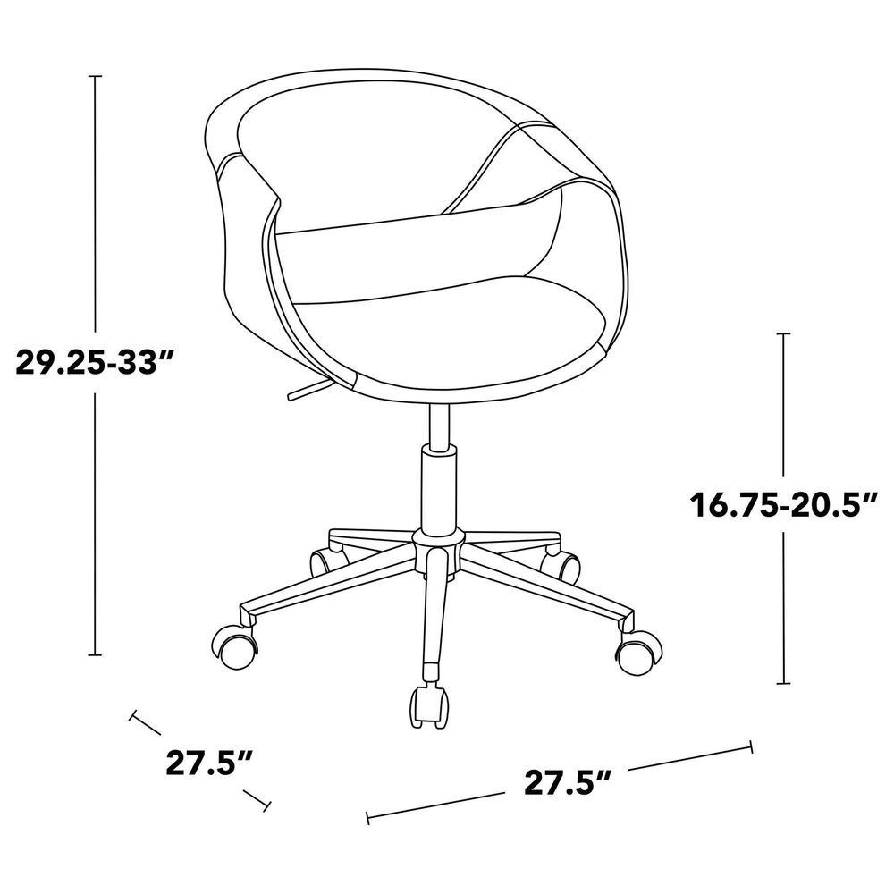 LumiSource Curvo Swivel Task Chair with White Faux Leather Cushion in Chrome, , large