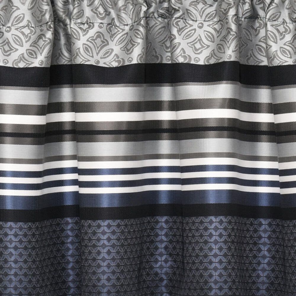 J. Queen New York Carlisle 88&quot; x 18&quot; Window Straight Valance in Silver and Indigo Blue, , large
