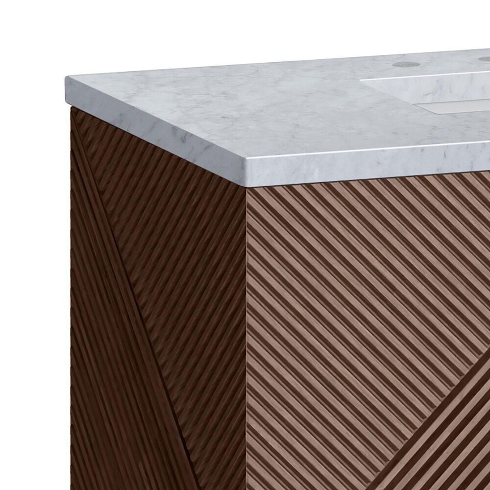 James Martin Vanities Marcello 72" Double Bathroom Vanity in Chestnut with 3 cm Carrara White Marble Top and Rectangular Sinks, , large