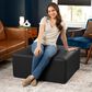 Jaxx Fairlie Faux Leather Ottoman in Black, , large