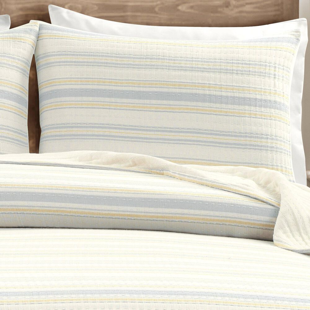 Triangle Home Fashions Solange Stripe 3-Piece Queen Quilt Set in Yellow and Gray, , large