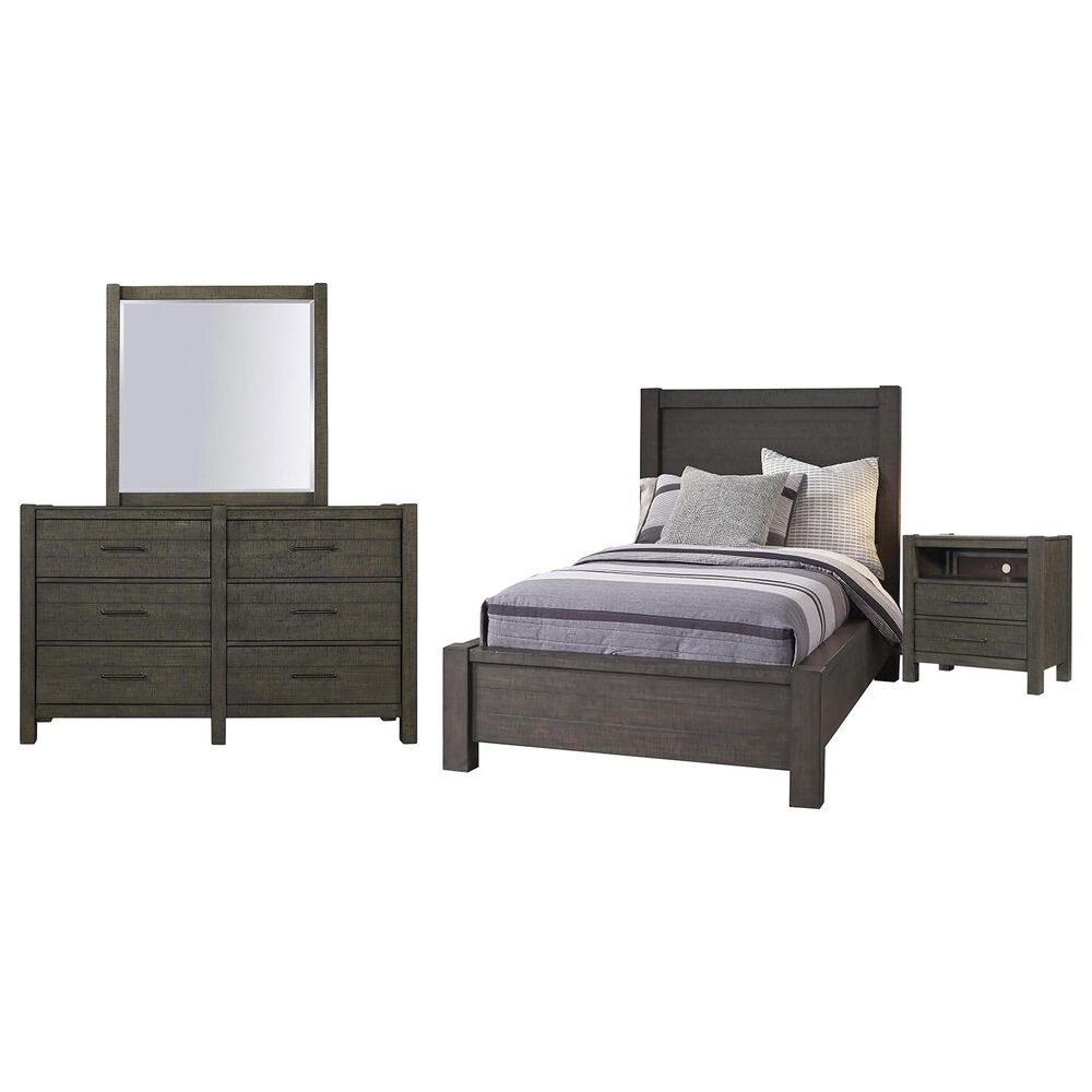 Riva Ridge Mill Creek 4 Piece Full Low Profile Bed Set with 2-Drawer Nightstand in Carob, , large