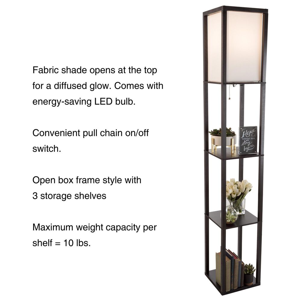 Timberlake Etagere Style Floor Lamp with 3 Tiers in Black, , large