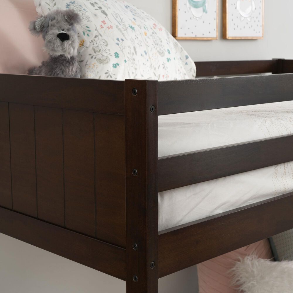 Linon Home Decor Darcy Low Profile Twin over Twin Bunk Bed in Espresso, , large