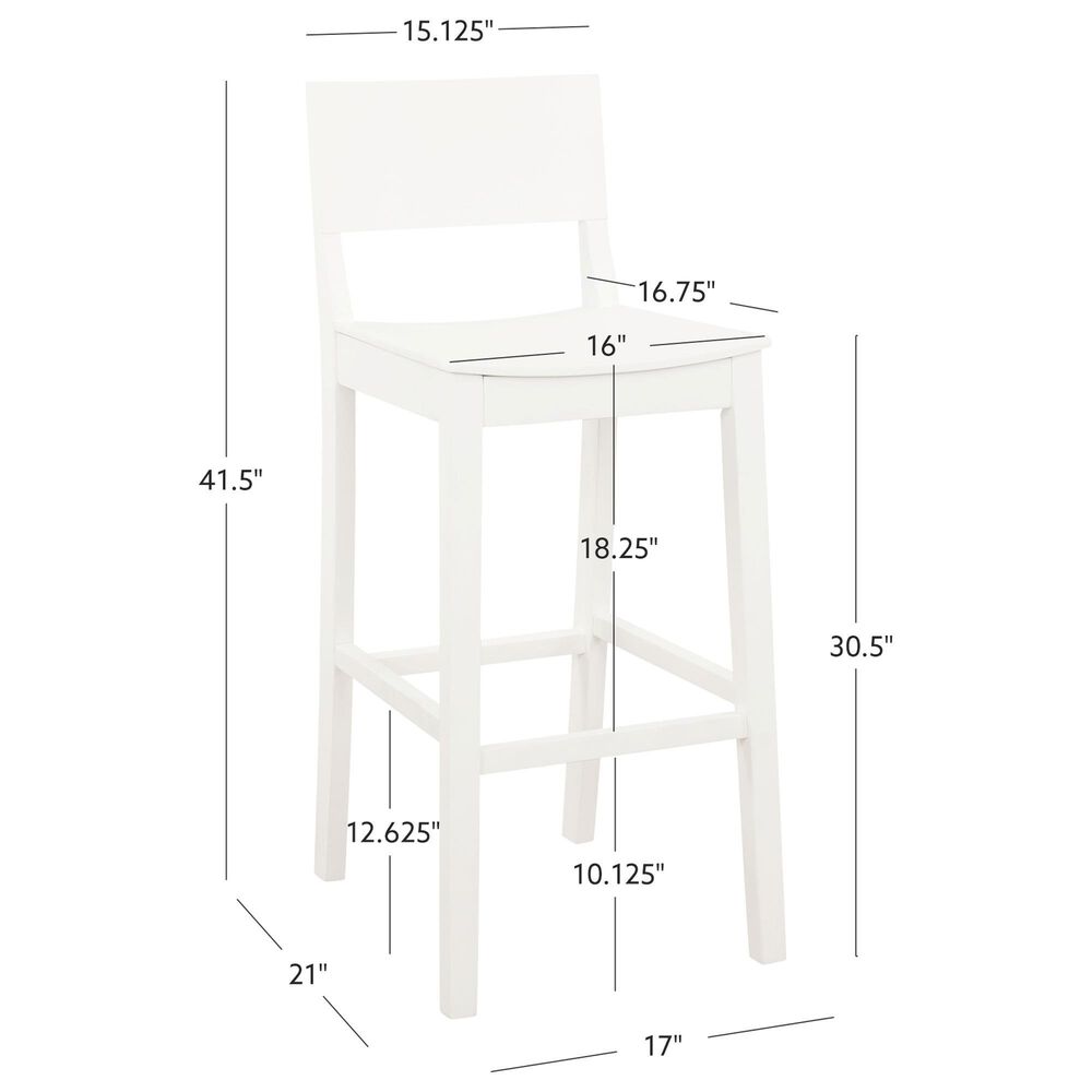 Linon Home Decor Devin Barstool in White (Set of 2), , large
