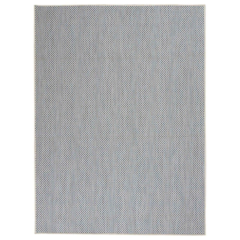 Nourison Courtyard Ivory and Blue 4&#39; x 6&#39; Indoor/Outdoor Area Rug, , large