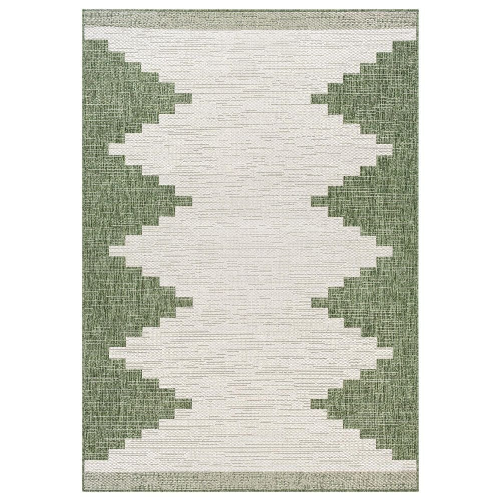 Surya Eagean EAG-2435 Grass Green, Ivory, Dark Green and Seafoam 2" x 2"11" Indoor/Outdoor Area Rug, , large