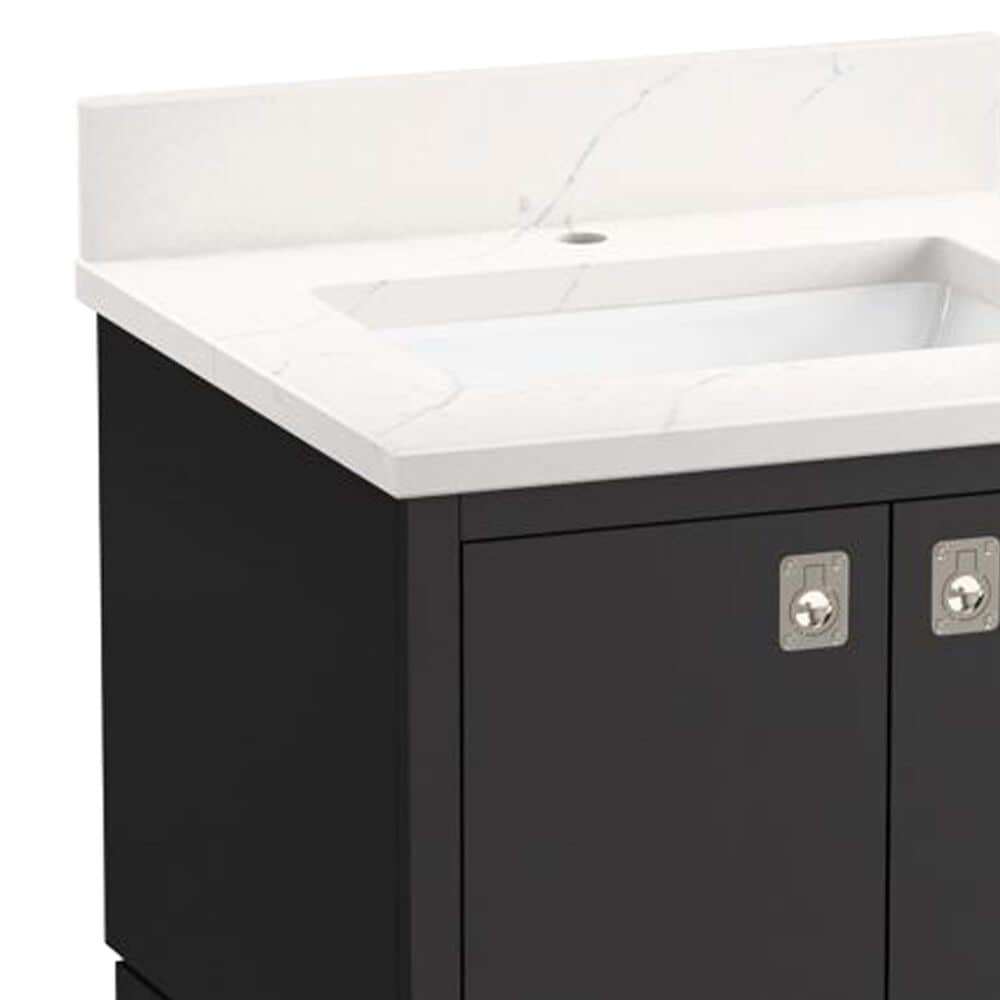 Kohler Seagrove 24" Single Bathroom Vanity in Ferrous Grey with 3 cm White Quartz Top and Rectangular Sink, , large