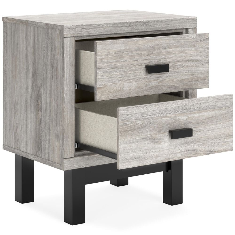 Ashley Vessalli 2-Drawer Nightstand in Light Gray and Matte Black, , large