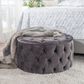 Noble House Aaden Tufted Ottoman in Gray Velvet, , large