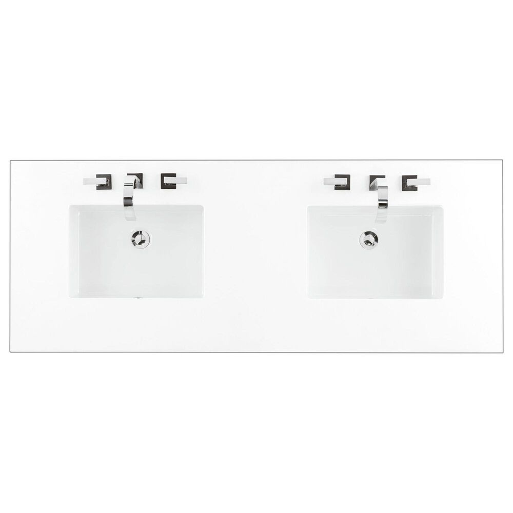 James Martin Vanities Laurent 60&quot; Double Bathroom Vanity in Light Natural Oak with 3 cm White Zeus Quartz Top and Rectangular Sinks, , large