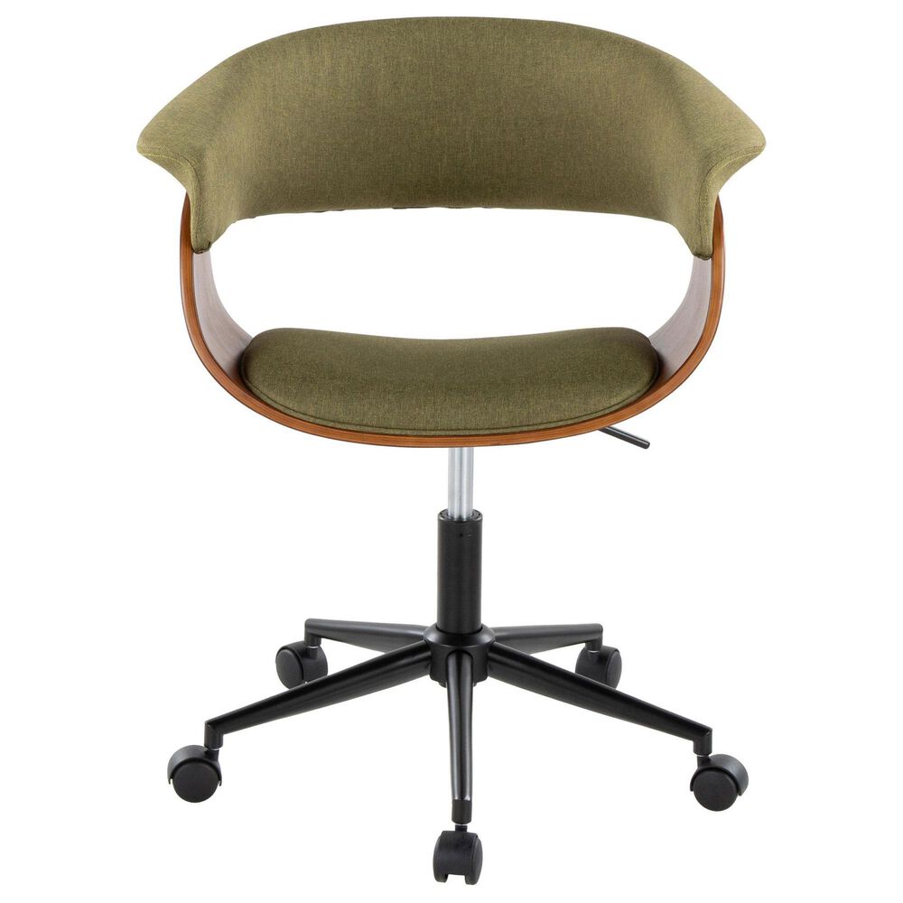 Lumisource Vintage Mod Office Chair with Green Cushion in Walnut and Black, , large