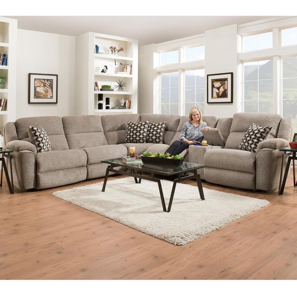 HomeStretch Catalina 3-Piece Right Facing Power Reclining Curved Sectional in Gray, , large
