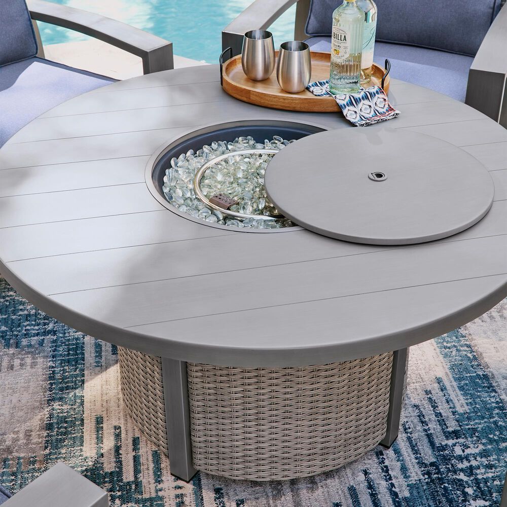 Ashley Half Moon Beach Round Fire Pit Table in Gray, , large