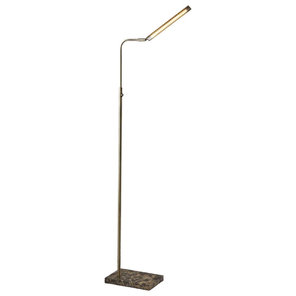 Adesso Reader LED Floor Lamp in Antique Brass and Brown, , large