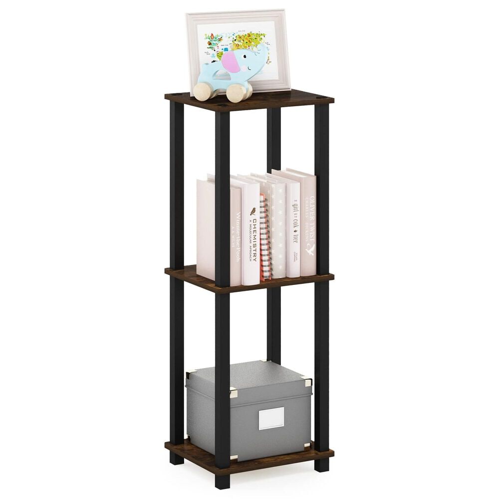 HOMLUX 2-Tier Small End Table in Amber Pine and Black (Set of 2), , large