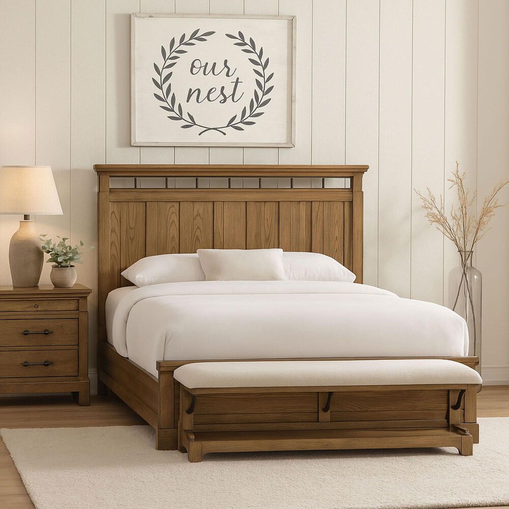 Hearth and Haven 2-Drawer Nightstand with Tray in Caramel, , large