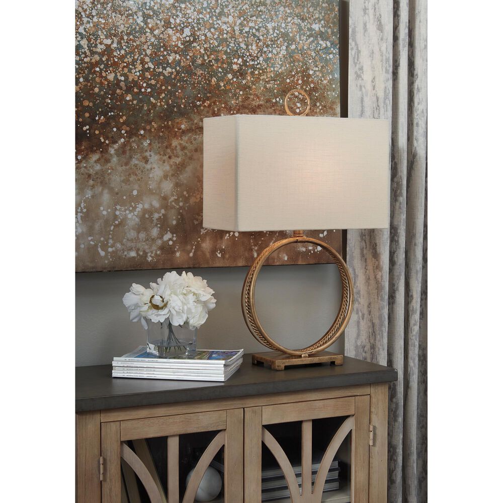 Ashley Mahala Metal Table Lamp in Antique Gold, , large