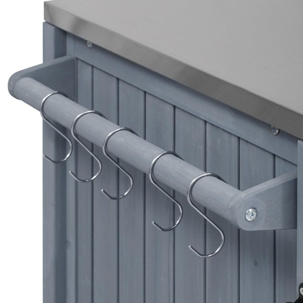 HOMLUX 67" Outdoor Kitchen Island with Stainless Steel Top in Grey, , large