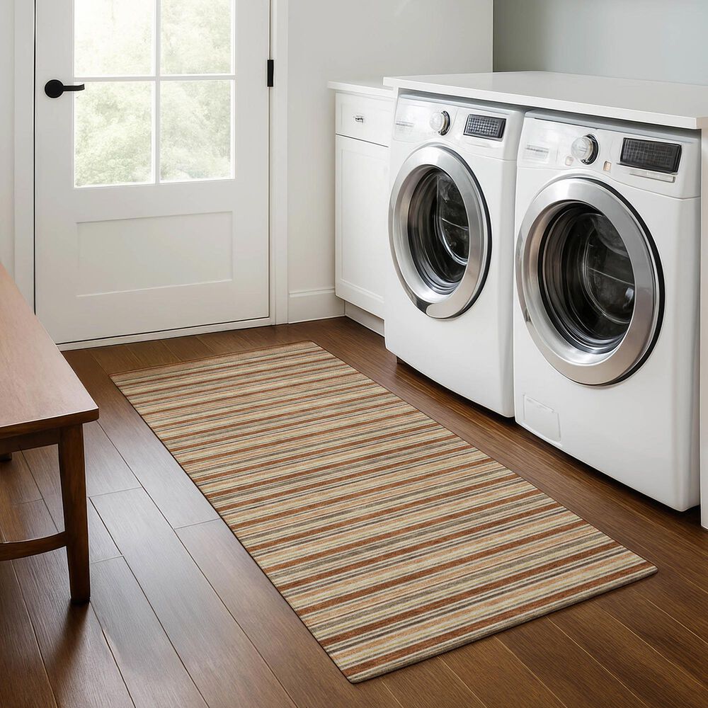 Dalyn Rug Company Soft Essentials Striped Paprika 2'3" x 7'6" Indoor/Outdoor Runner, , large