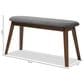 Baxton Studio Easton Bench with Dark Grey Cushion in Walnut Brown, , large
