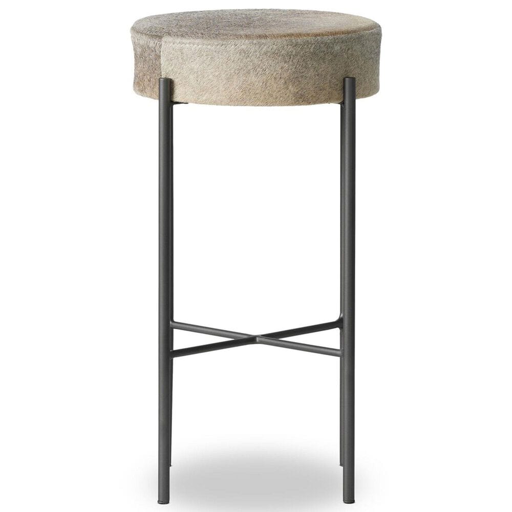 Four Hands Nocona Bar Stool with Black and White Speckled Hide Leather in Gunmetal, , large