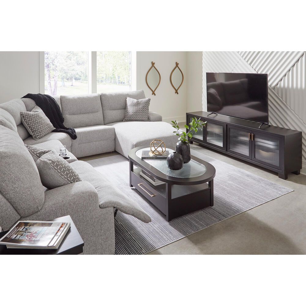 Ashley Acklen Place 6-Piece Power Right Facing Reclining Sectional with Chaise in Pewter, , large