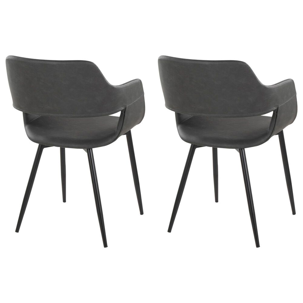 LumiSource Margarite Contemporary Dining/accent Chair in Black Metal and Grey Faux Leather by LumiSource - Set of 2, , large