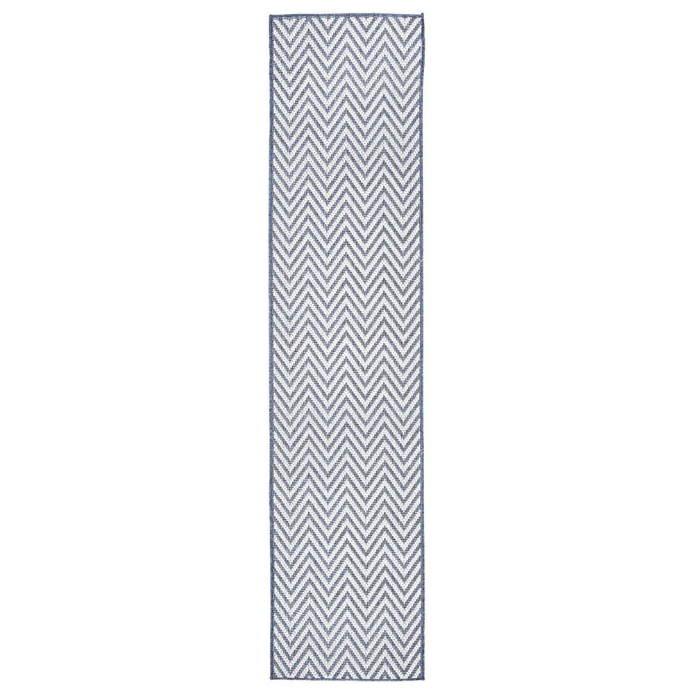 Safavieh Bermuda 2" x 10" Blue and Creme Indoor/Outdoor Performance Runner, , large