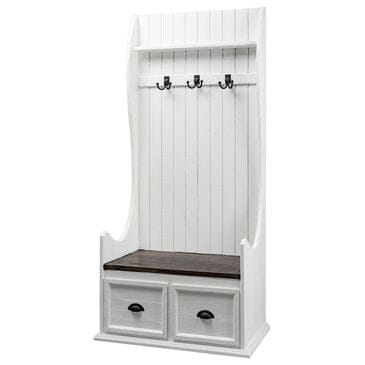 Rustic Imports Dutch Hall Tree with Bench in Antique White and Tobacco, , large