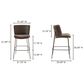 Moe"s Home Collection Early Barstool with Dark Brown Upholstery in Blackened Bronze, , large