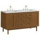 James Martin Laurent 60" Double Bathroom Vanity in Honey Oak with 3 cm Ethereal Noctis Silestone Top and Rectangular Sinks, , large