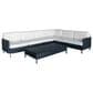 Lloyd Flanders Elements 5-Piece Outdoor Sectional in Friendly Natural and Denim Blue, , large