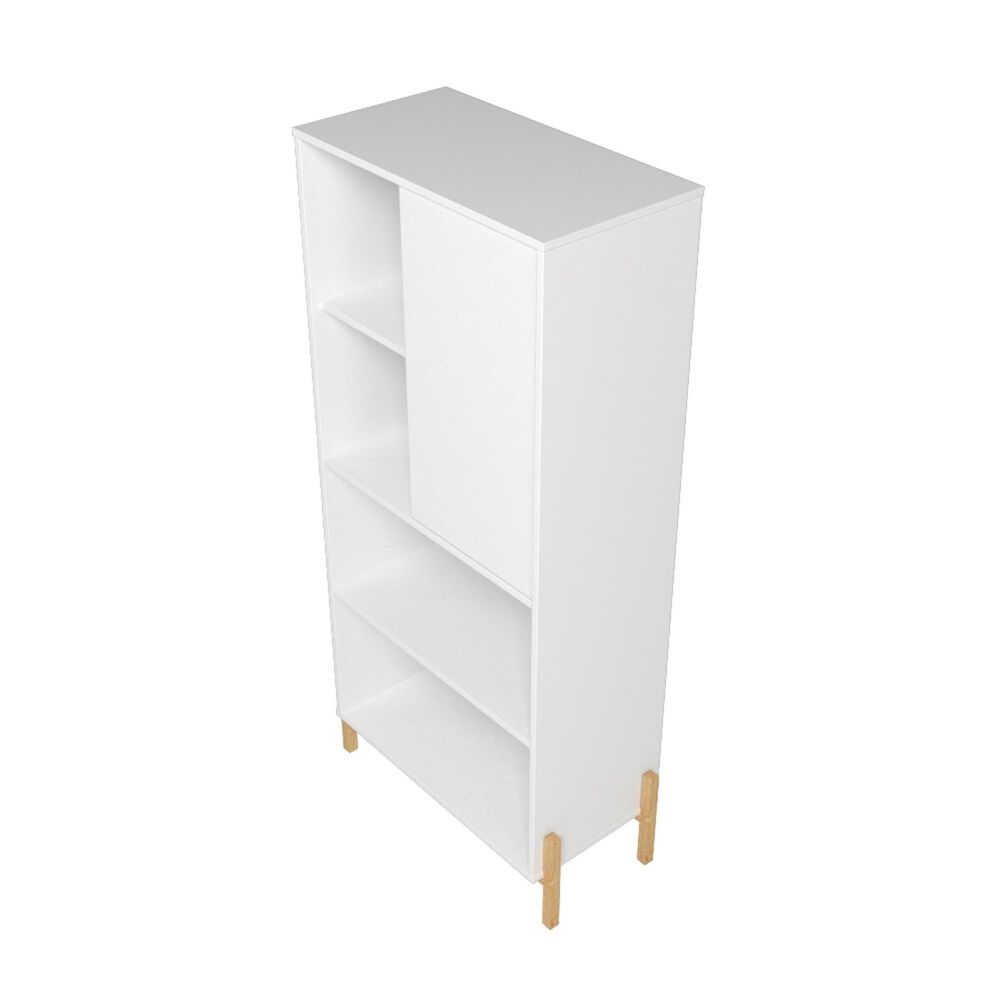 Dayton Bowery 5-Shelf Bookcase in White/Oak, , large