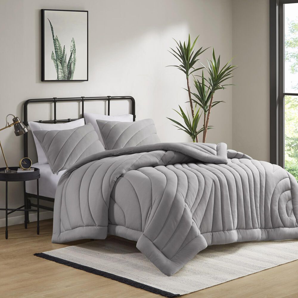 Hampton Park Juniper 3-Piece Full/Queen Comforter Set in Grey, , large