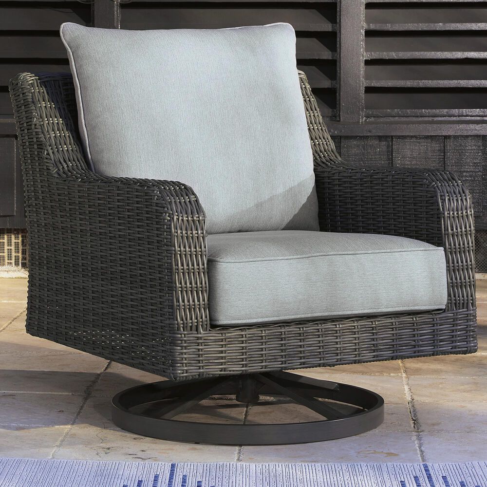 Ashley Elite Park Patio Swivel Lounge Chair in Gray, , large