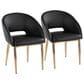 LumiSource Renee Arm Chair with Black Faux Leather Cushion in Gold (Set of 2), , large