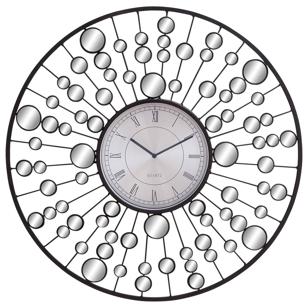 Maple and Jade 26" Glam Metal Wall Clock in Black, , large