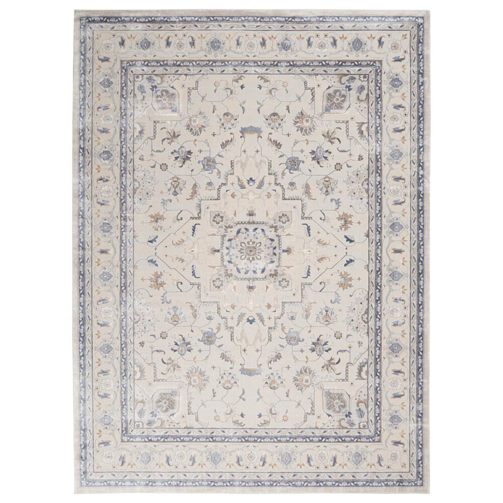 Nourison Silky Textures SLY08 7"10" x 10"6" Ivory and Grey Area Rug, , large