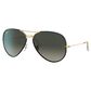 Ray-Ban Aviator Full Colour  Sunglasses with Grey Lenses in Polished Black on Gold, , large