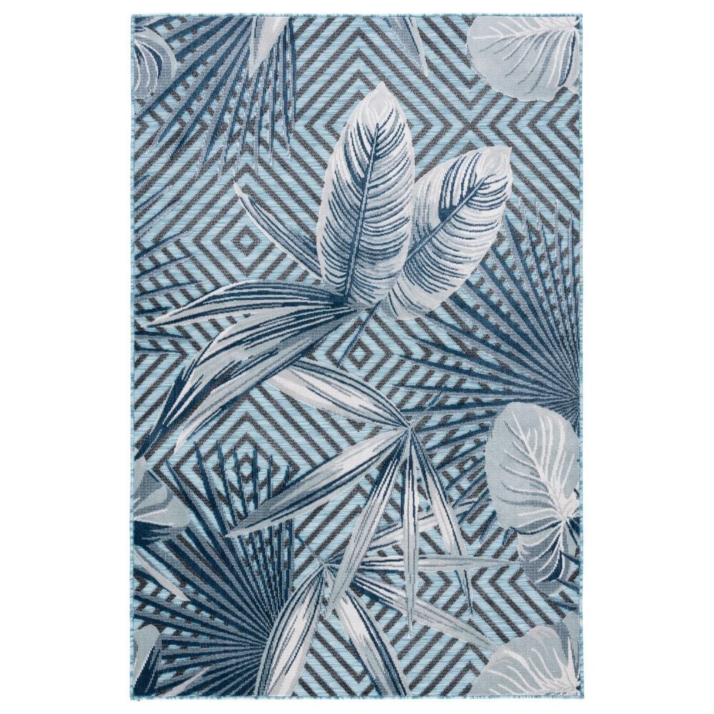 Safavieh Cabana CBN447K 4" x 6" Aqua and Navy Indoor/Outdoor Area Performance Rug, , large
