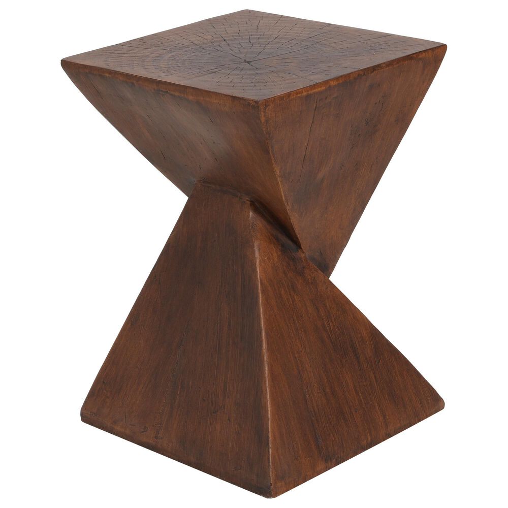 Hearth and Haven Tess Outdoor Twist-Shape Side Table in Dark Brown, , large