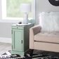 Linon Home Decor Barron Accent Table with USB Charging Station in Aqua, , large