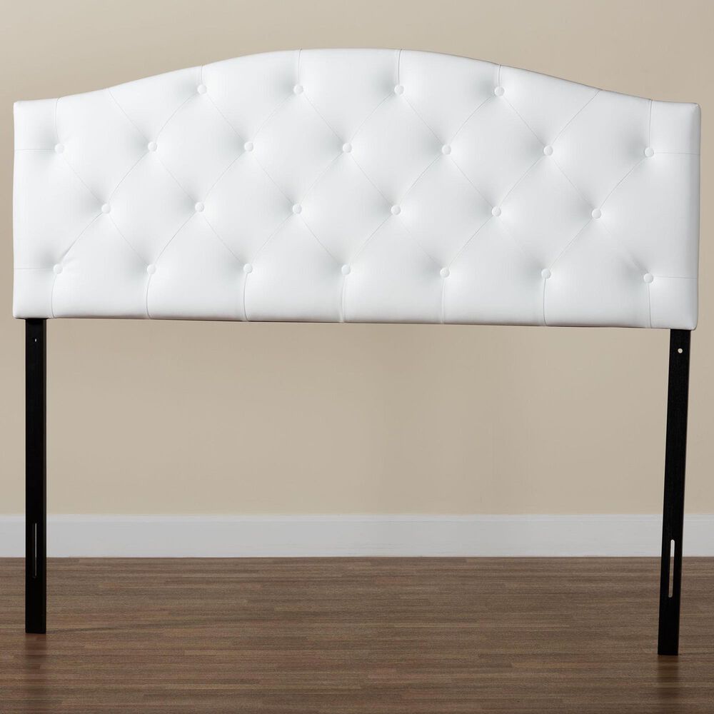 Baxton Studio Myra Full Headboard with White Upholstered in Black, , large