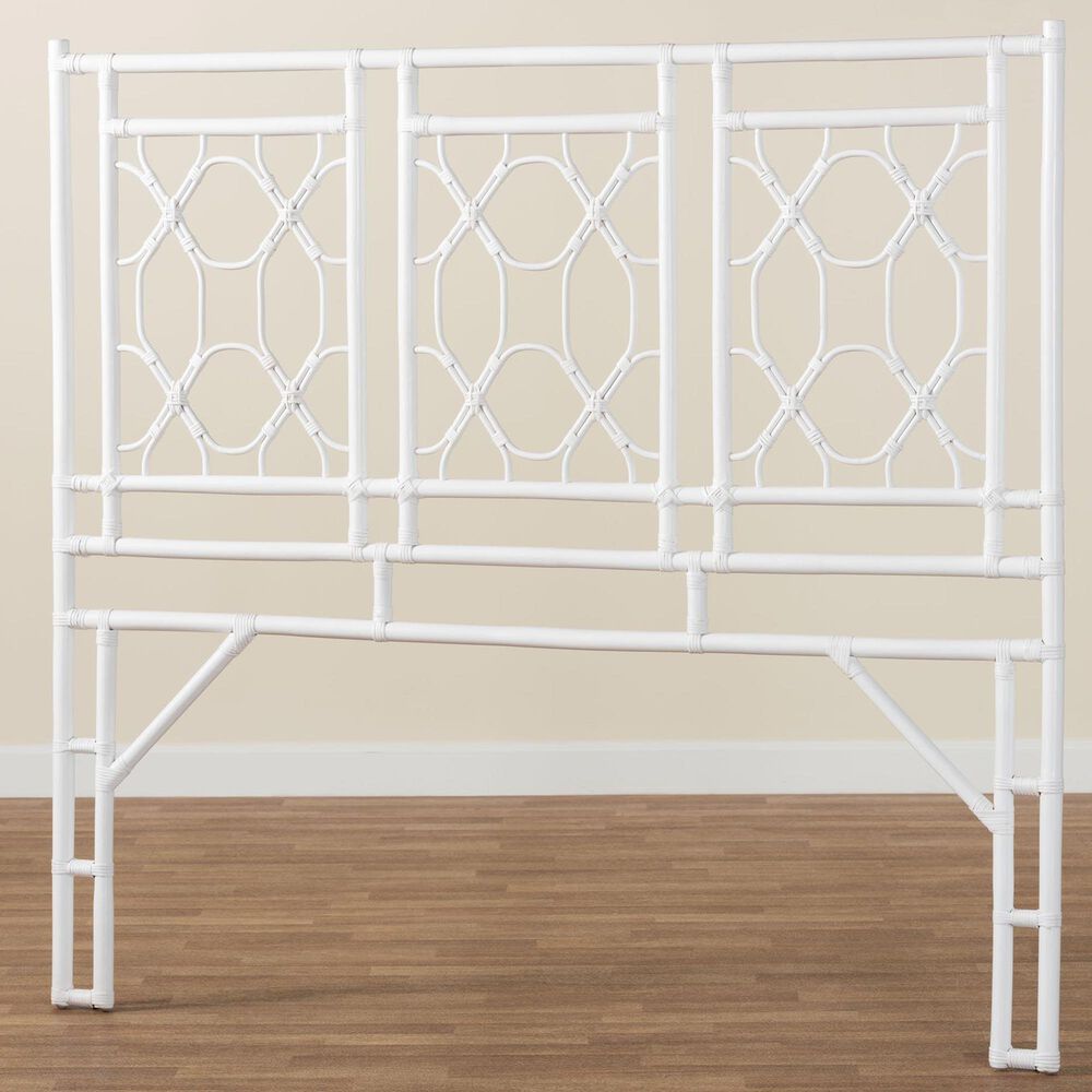 Baxton Studio Sampson King Standalone Headboard in White, , large